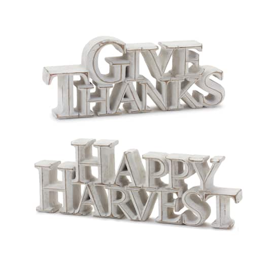 Happy Harvest and Give Thanks Tabletop Sign Set